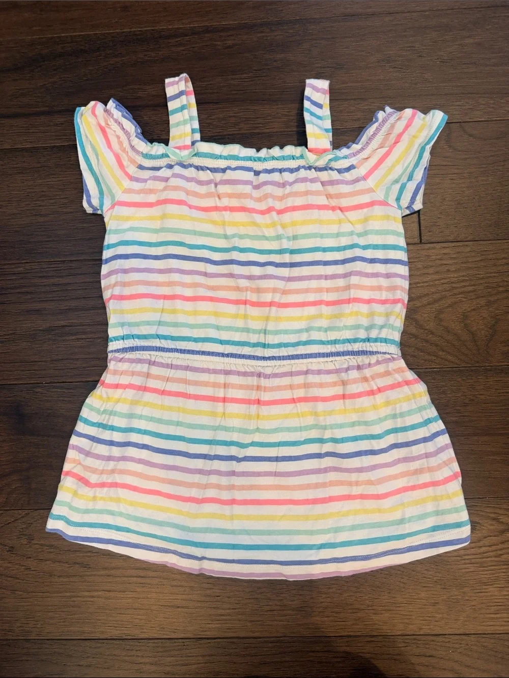 Osh Kosh Girls Rainbow Stripe Off-Shoulder Dress Size 6 - C11-278